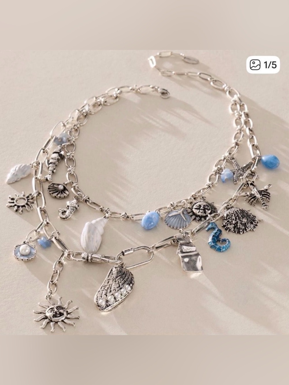 NWT RARE!! Free People Maxamillion Silver Nautical Charm Necklace Bag Charm